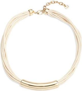 Nordstrom Tube Pendant Multistrand Cord Necklace in Ivory- Gold at Nordstrom Rack