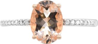 Diamond2Deal 10K Rose Gold Morganite with Diamonds Engagement Ring ( 1 Ct)