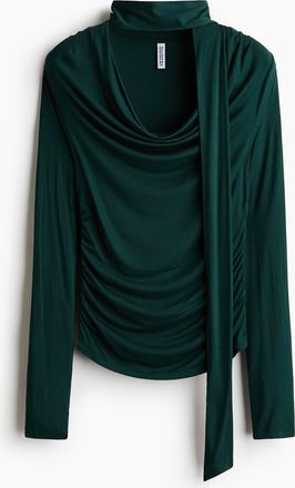 H&M Drapiertes Shirt mit Schaldetail - Green