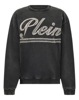 Philipp Plein Washed Open Back Sweatshirt Strass Signature