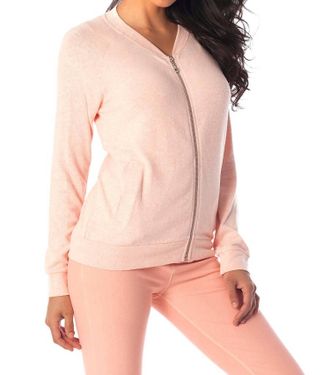 French Kyss Jamie Kashmira Bomber Jacket In Peach