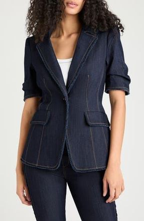 Cinq &agrave; Sept Sallie Short Sleeve Denim Jacket in Indigo at Nordstrom Rack, Size 8