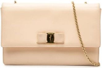 Ferragamo Pre-owned Shoulder Bags, female, Beige, Size: ONE SIZE Pre-owned Leather Crossbody Bag