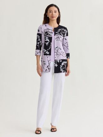 Misook Floral Colorblock Jacquard Knit Jacket in Hushed Lavender at Nordstrom, Size Xx-Large