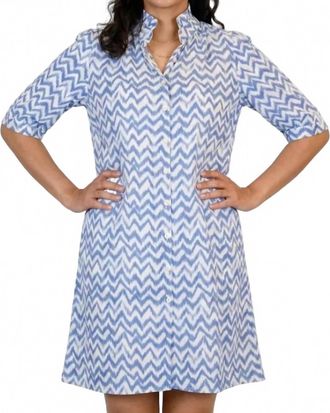 La Plage Tuesday Short Sleeve Dress In Blue/white