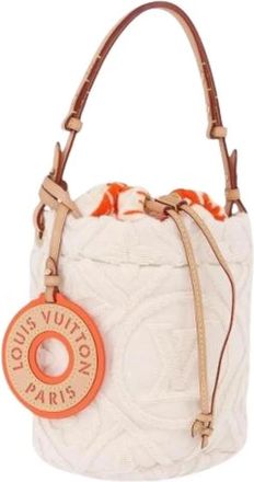 Louis Vuitton Pre-owned Vintage Cotton Bucket Bag - Dames - Vintage Tas - Wit - ONE Size - Katoen - Vintage