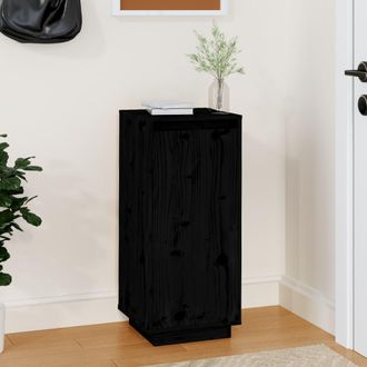 vidaXL Vidaxl - Armario Zapatero De Madera Maciza De Pino Negro 35x35x80 Cm