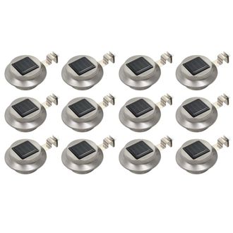 Berkfield Home Outdoor Solar Lamps 12 pcs LED Round 12 cm White in Silver