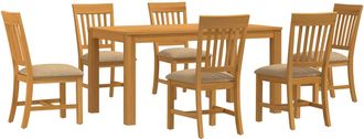 vidaXL Conjunto De Comedor 7 Uds. Beige Madera De Roble S&oacute;lido Vidaxl