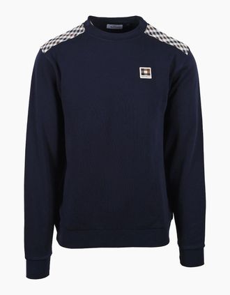 Aquascutum Mens AQUASCUTUM LAMINA CREWNECK SWEATSHIRT NAVY - Size: 38