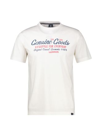 Lerros T-Shirt LERROS T-Shirt unifarben mit Print und 1/2-&Auml;rmeln, Herren, Gr. 4XL, broken wei&szlig;, 100% Baumwolle, Rundhals, Shirts T-Shirt