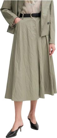 Sandro Ferrone Midi Rok - Dames - Midirokken - Groen - XS - Leer - Rokken