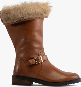 Hush Puppies Womens Hush Puppies BONNIE Womens Leather Mid Height Boots Tan - Brown - Size: 4