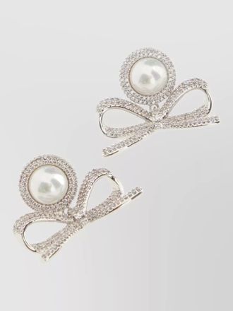 Self Portrait bow crystal pearl drop earrings design