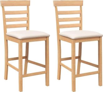 vidaXL Vidaxl - Taburetes de bar con cojines 2 uds madera maciza natural caucho