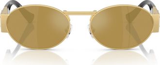 Versace 56mm Oval Sunglasses in Gold /Brown Mirror Gold at Nordstrom