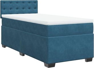 vidaXL Box Spring Bed with Mattress Dark Blue 90x200 cm Velvet Vidaxl
