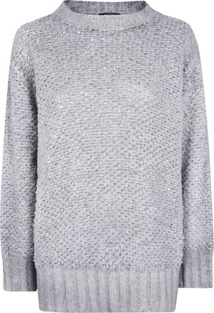 Avant Toi Hand Painted Round Neck Furry Stitch Pullover With Laminat