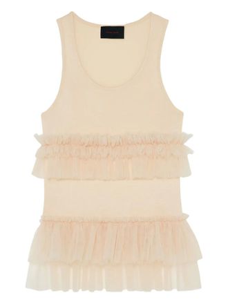 Simone Rocha embellished tulle-trimmed tank top - men - Polyamide/Cotton - M - Neutrals