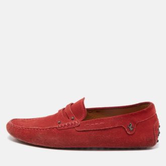 Tod's Tods By Ferrari Red Suede Penny Loafers