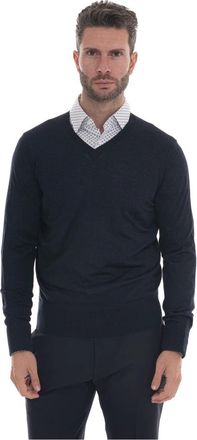 Hindustrie V-neck Pullover - Heren - V-hals truien - Blauw - M - Wol - Truien & Vesten