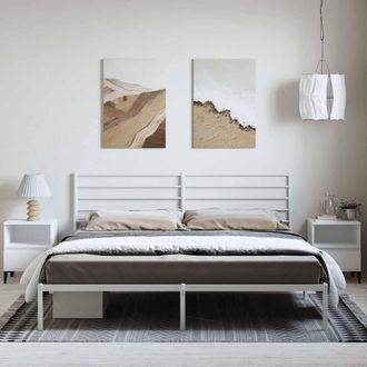 Berkfield Home Metal Bed Frame with Headboard White 183x213 cm