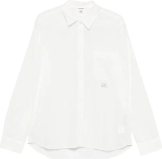 C.P. Company Lange Mouw in Muslin - Heren - Casual Overhemden - Wit - S - Katoen - Overhemden