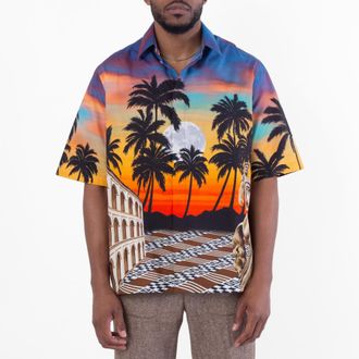 Fendi Mens Multicoloured Printed Poplin Shirt, Size Large