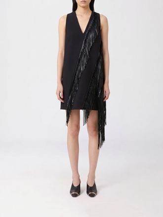 Sportmax Mini abito asimmetrico in cotone con frange e scollo a V
