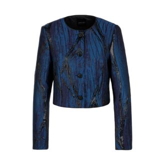 Marc Cain Korte Bolero Jas - Dames - Jassen - Blauw - Maat: 2XL