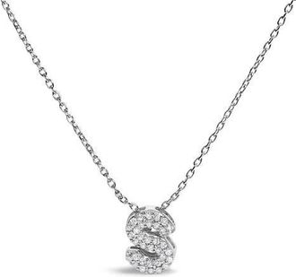 House of Brilliance 10K Gold Diamond Accent A-Z Initial Bubble Pendant Necklace in White | S at Nordstrom