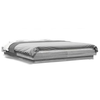Berkfield Home Bed Frame with LED Lights without Mattress Grey Sonoma 160x200cm | Size: 160x200 cm