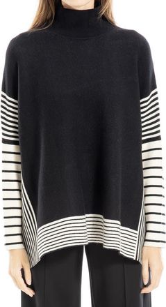 Max Studio Mock Neck Sweater in Black/Off White at Nordstrom Rack, Size X-Small