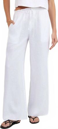 Bella Dahl Womens Ruffle Waist Wide Leg Pant In White