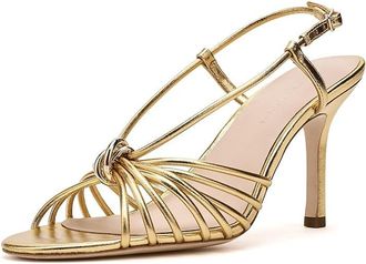 Loeffler Randall Mareka Strappy Heel with Hardware Womens Shoes Gold : 6.5 B - Medium, Leather