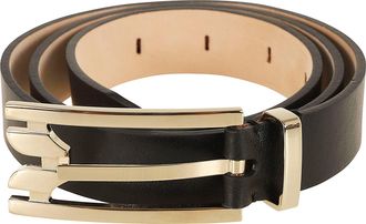 Victoria Beckham Slim Leather Belt With Polished Gold-Tone Buckle