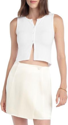 Favorite Daughter The Dalia Rib Button Front Crop Top in White at Nordstrom, Size X-Small