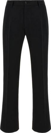 Dolce & Gabbana Uitlopende wollen broek - Heren - Straight fit broeken - Zwart - L - Wol - Broeken