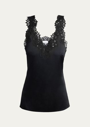 Stella McCartney V-Neck Lace-Trim Satin Sleeveless Top