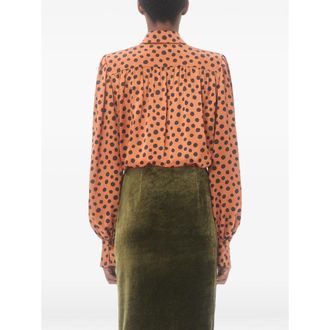Valentino Polka-Dot Silk Shirt - Orange
