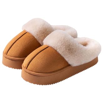 Generic Womens Slippers Fuzzy Memory Foam Suede Slippers Cosy Fluffy Winter Warm House Shoes Lightweight Anti-Slip Indoor Outdoor Ladies Slippers