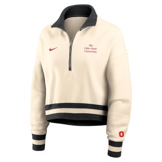 Nike Ohio State Legacy Nike Womens College Cropped 1/4-Zip Crew in Brown | 03O8014MOH-FFD