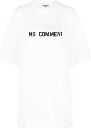 Balenciaga No Comment Cotton T-Shirt White 684155TLVG33307