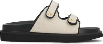 Kazar Monogram Raffia en Leren Slippers - Dames - Sandalen - Beige - 35 EU - Leer - Schoenen