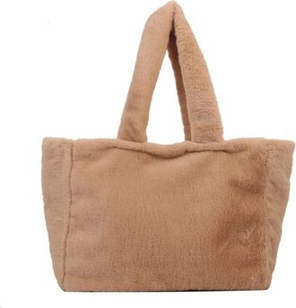 Generic Womens Plush Bags Women Tote Bag Fluffy Handbags Large Capacity Shopping Shoulder Furry Clutch Plush Handbag