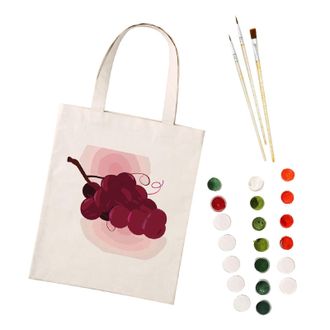 Generic CXINLky Painting by Numbers Canvas Bag, Creative DIY Painting by Numbers Shoulder Bag Handbag with Large Capacity, 21-Grape, Medium