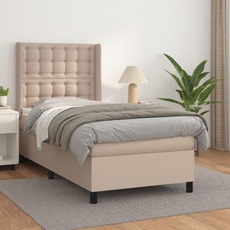 vidaXL Vidaxl - Cama Box Spring Con Colch&oacute;n Cuero Sint&eacute;tico Capuchino 100x200cm