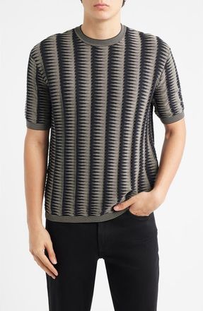 Emporio Armani Geo Print Sweater T-Shirt in Solid Blue Navy at Nordstrom, Size Xx-Large