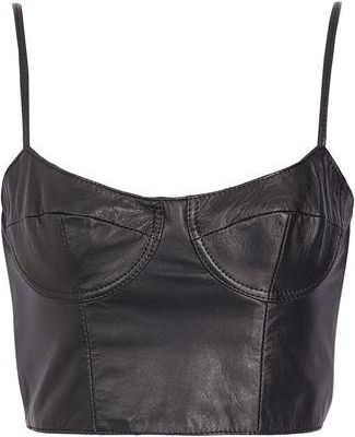 8 by YOOX LEATHER BODYCON CROP TOP