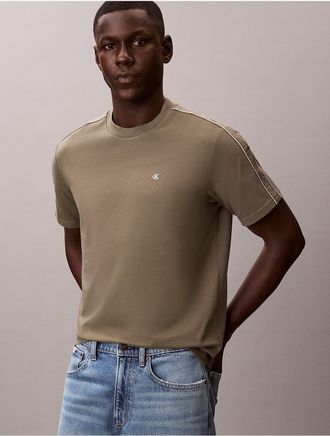 Calvin Klein Mens Logo Tape Classic T-Shirt - Green - 2XL